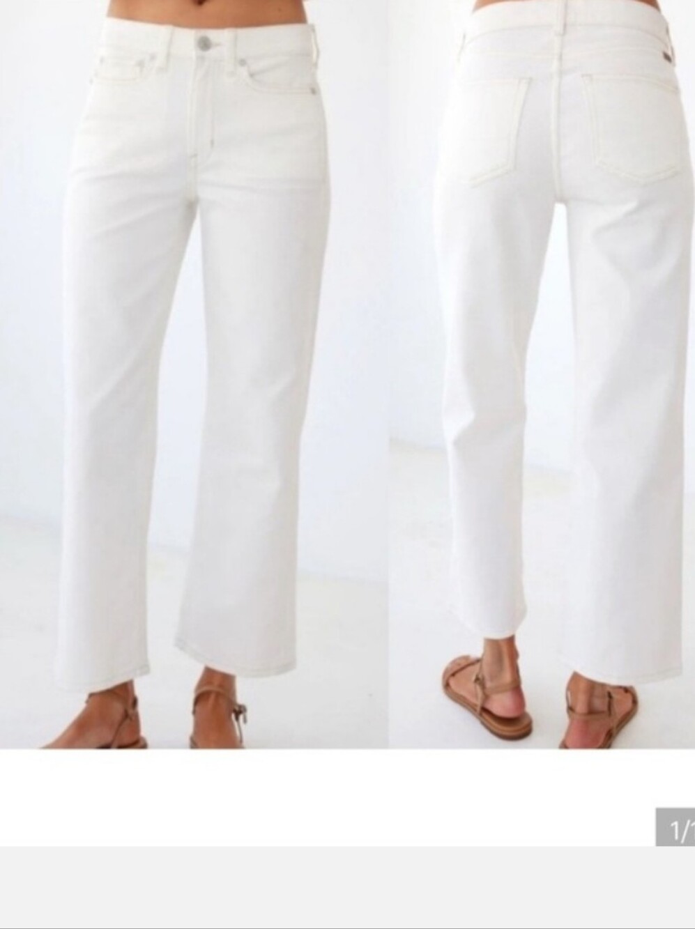 AYR The Easy Easy Cropped Jeans Womens 32 Fits 34 X 25 White Off White Denim